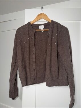 H&M Brown Beaded Women's Cardigan